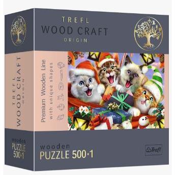 Puzzle Drewniane, Świąteczne kotki, 501 el.-28392